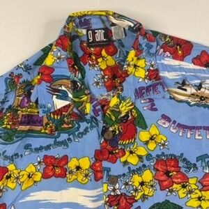 Vintage Giant Jimmy Buffett Tour 2001 Shirt Mens Large Blue Tropical Hawaiian